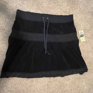 Juicy Couture Vintage Black Terrycloth Lace Skirt